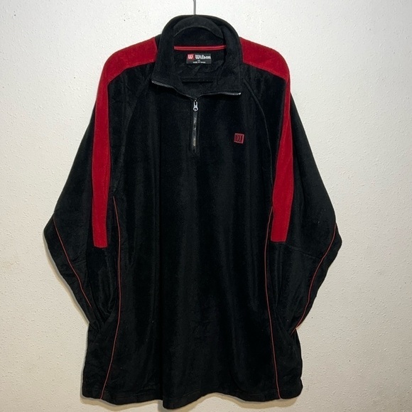 Wilson Mens Vintage Black Red Fleeced Pullover Athletic Winter Size XXL - Picture 1 of 11